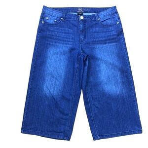 LOVE&Legend cropped jeans high rise wide leg capris blue stretch plus size 16